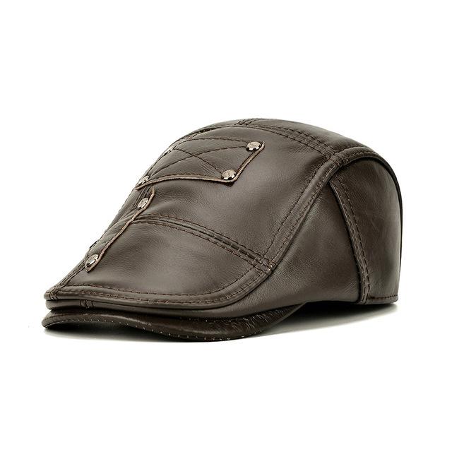Casquette Beret En Cuir Pour Homme