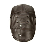 Casquette Plate en Cuir Pour Homme