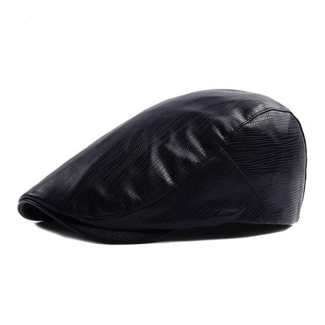 Casquette Bleu Simili Cuir