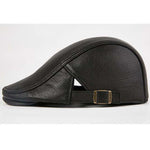 Casquette Plate Cuir Noir Vintage