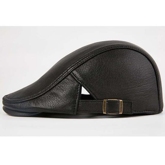 Casquette Plate Cuir Noir Vintage