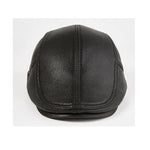 Casquette Béret Cuir Noir Vintage