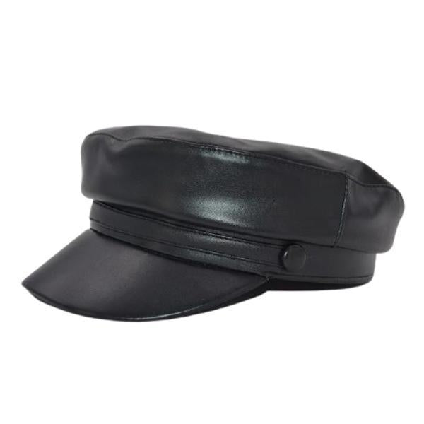 Casquette En Cuir Noir Femme