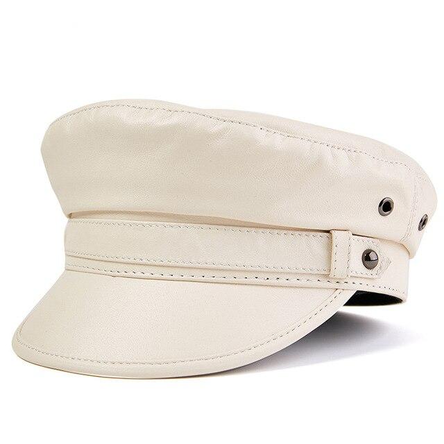 Casquette Gavroche Cuir Blanc