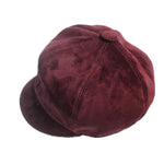 Casquette Gavroche Cuir Suédé Bordeaux