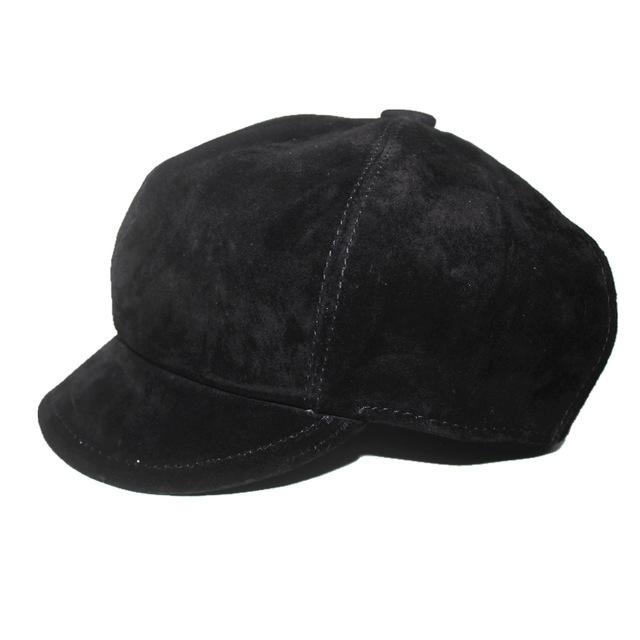 Casquette Gavroche Cuir Noir