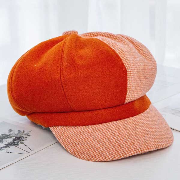 Casquette Gavroche Orange Laine