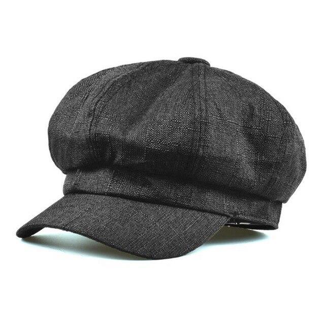 Casquette Gavroche Lin Noir