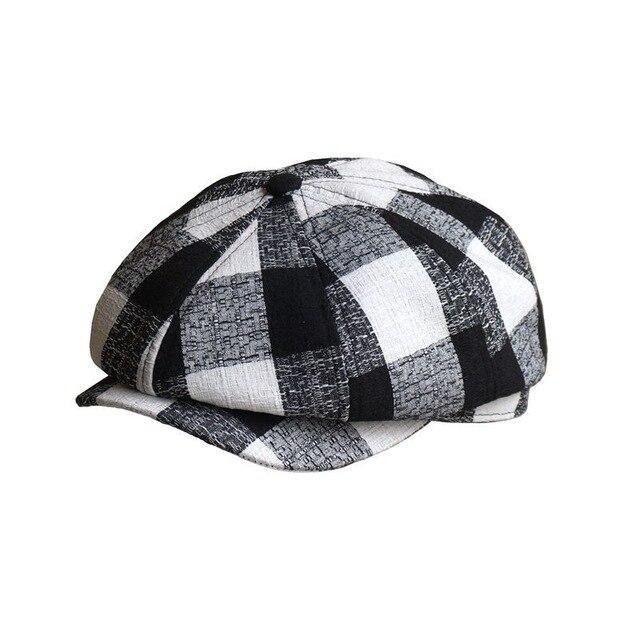 Casquette Gavroche Noire à Carreaux