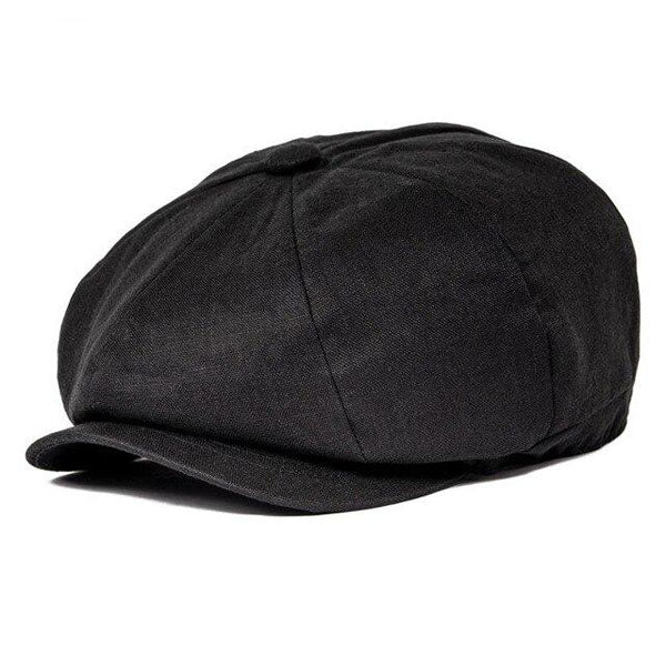Casquette Gavroche Noire En Lin