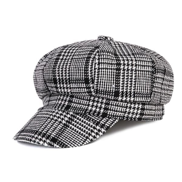 Casquette Gavroche Noire Pied de Poule
