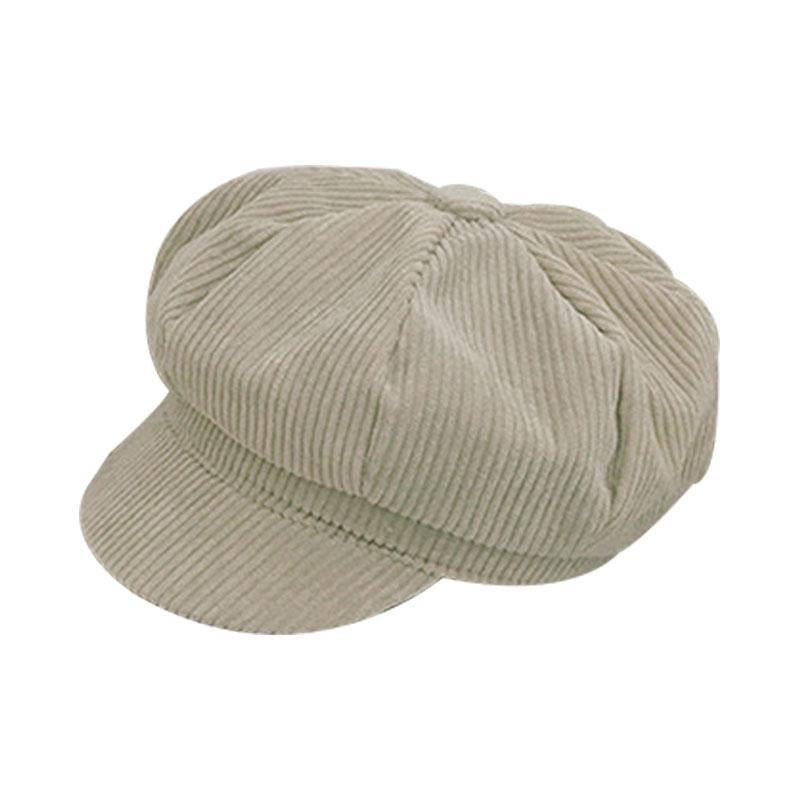 Casquette Gavroche Velours Côtelé Beige