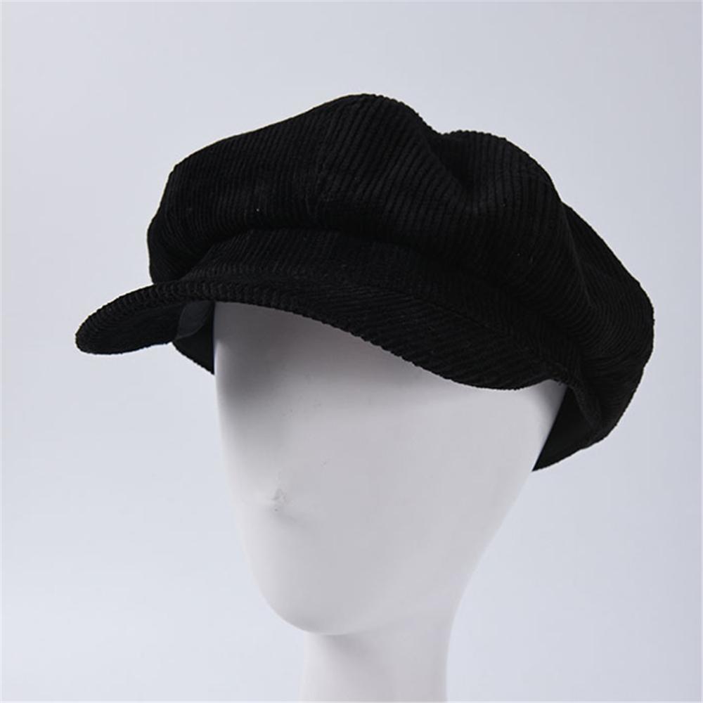 Casquette Gavroche Noir Velours Côtelé