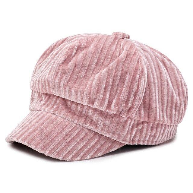 Casquette Gavroche Velours Rose