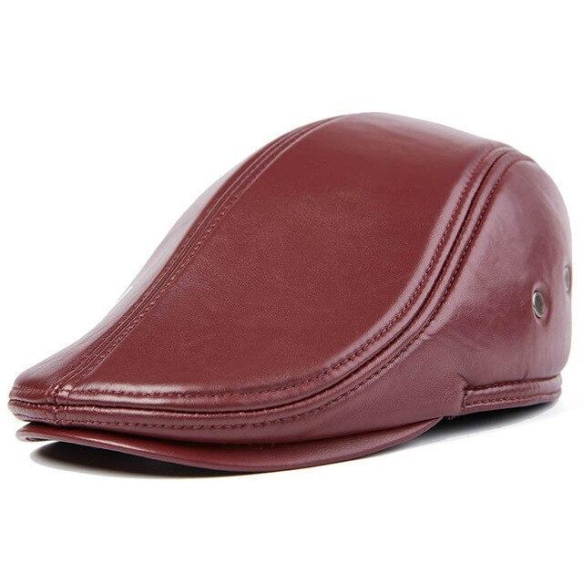 Casquette Plate Bordeaux Cuir