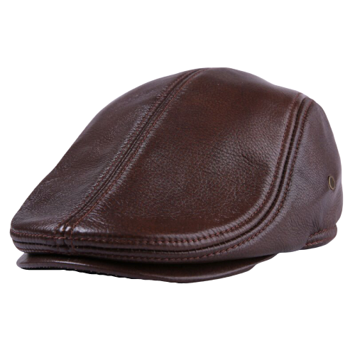 Casquette Plate Cuir Marron