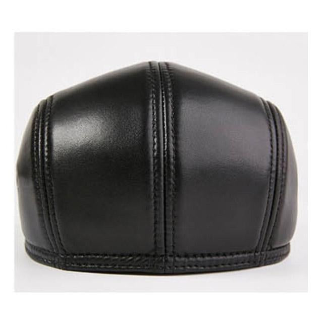 Casquette Plate Noir Cuir