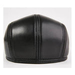 Casquette Plate Noir Cuir