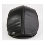 Casquette Béret en Cuir Noir