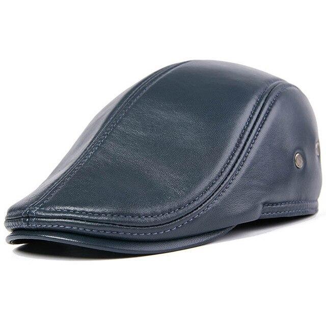 Casquette Plate en Cuir