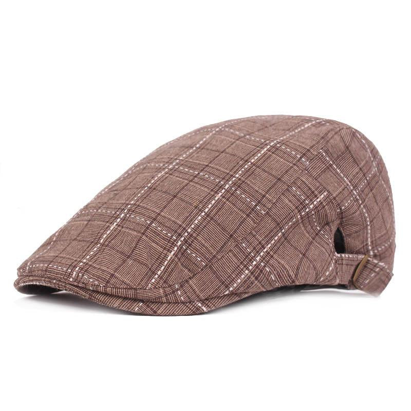 Casquette Plate Marron à Rayures
