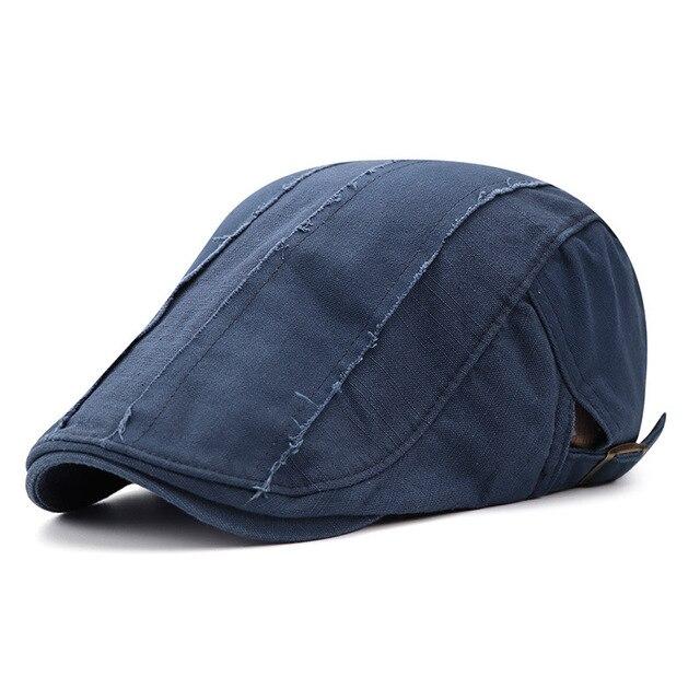 Casquette Plate Patchwork Bleu